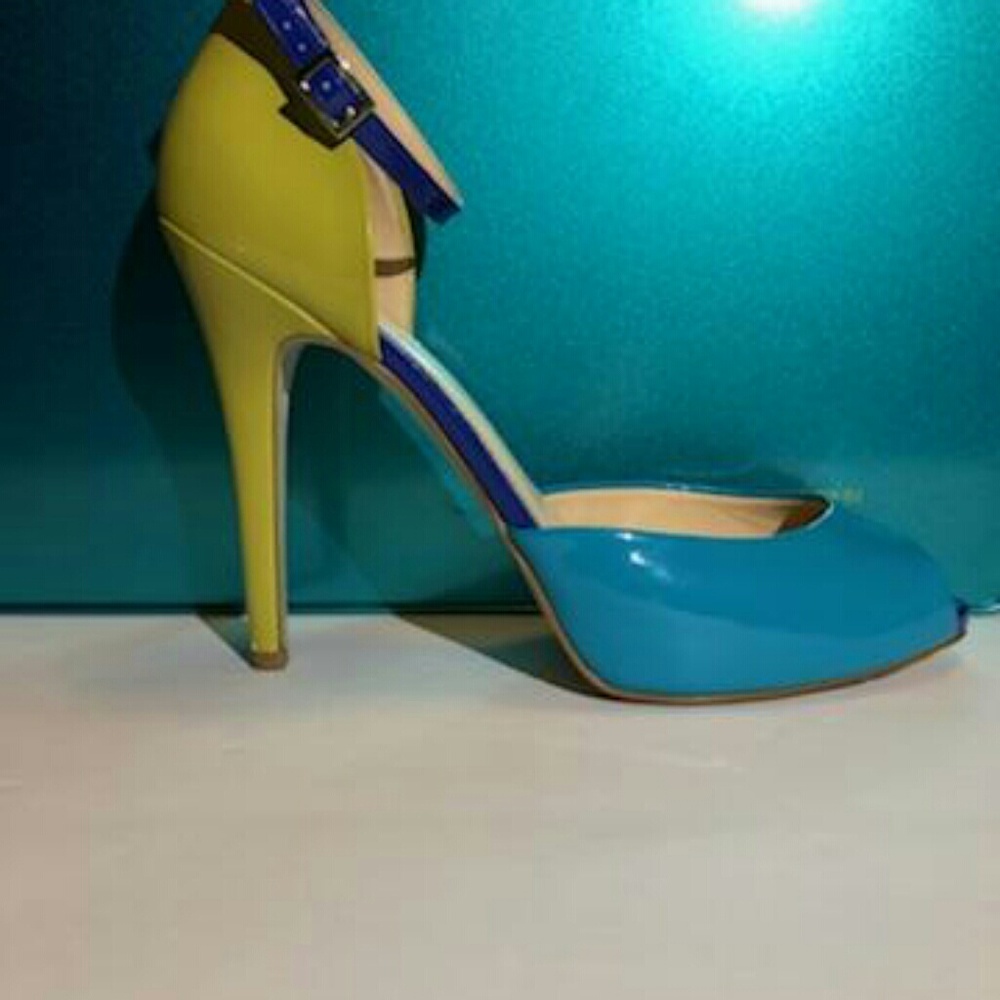 Stylish Blue and Yellow Women's Heels